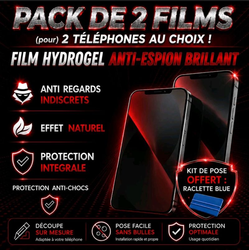 Pack 2 Films Anti-Espion Brillant